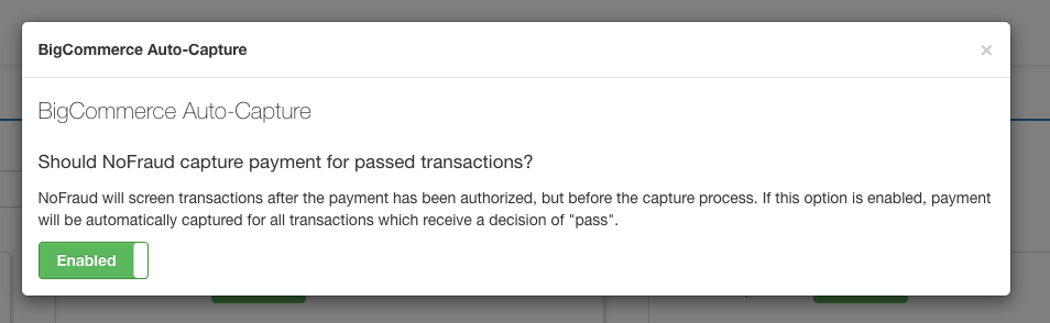 How do I enable the Authorize and Capture Process for BigCommerce?
